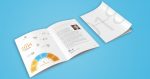Cover and infographic spread for annual report