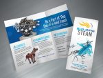 Building Steam event brochure design with cover and inside