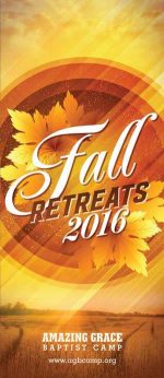 Brochure cover design for Christian camp fall theme