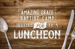Direct mail postcard design for Christian camp luncheon