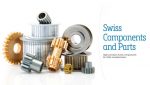 swiss components and parts arranged for brochure with type design