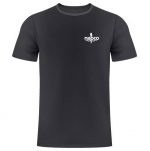white logo shown on t shirt